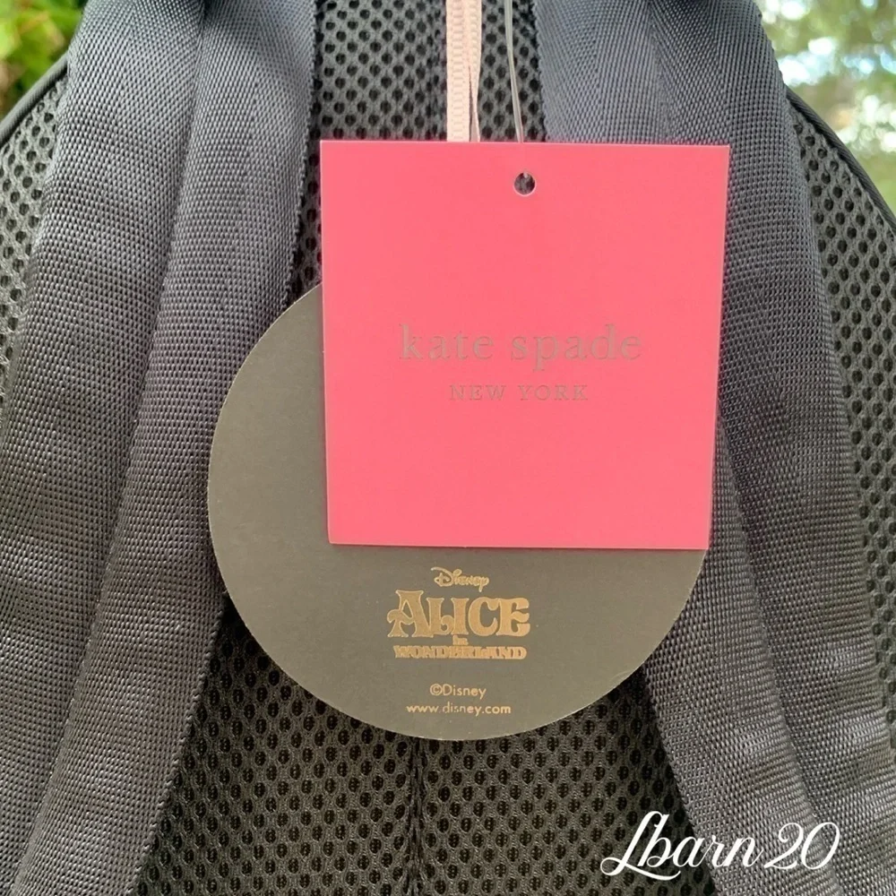 Kate Spade Cheshire Cat Disney X Black Nylon BackPack Alice in Wonderland Bag